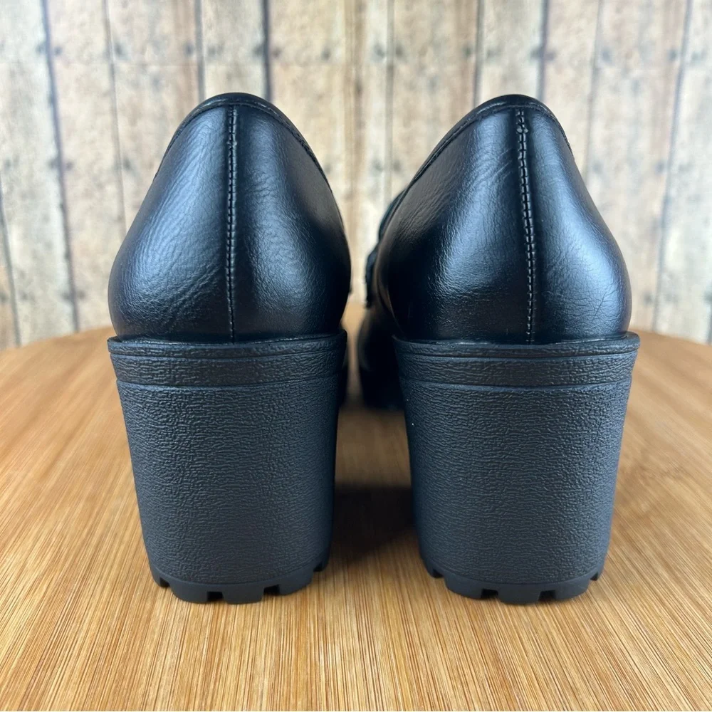 Soda Black Chunky Platform Penny Loafers